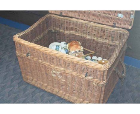 LARGE HAMPER BASKET
including ceramics etc 