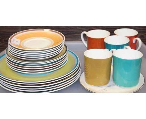 SUSIE COOPER POLYCHROME CUPS AND PLATES 