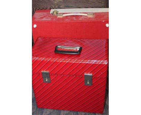 VINTAGE RECORD PLAYER 
with records