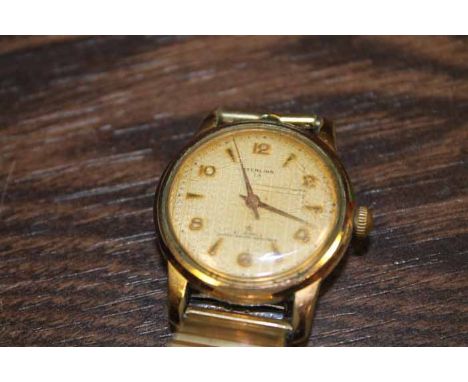 GENTLEMAN'S GOLD PLATED 1960S "STERLING" WRISTWATCH
the dial with arrow and Arabic hour markers, 21 jewels movement,  30mm di