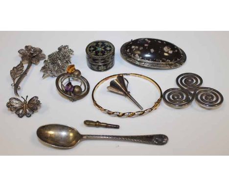 COLLECTION OF VINTAGE SILVER AND WHITE METAL JEWELLERY
including a brooch modelled as a butterfly, stamped 800, large Scottis