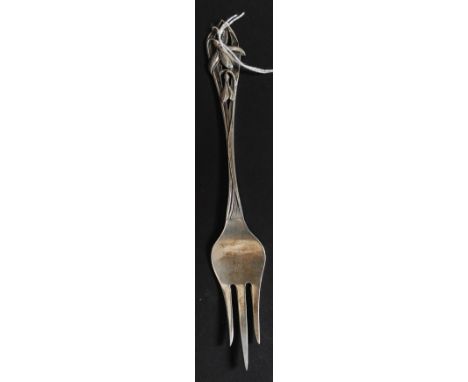 A Dutch hallmarked Art Nouveau silver fork, bearing  Lion Passant mark A in circle denoting the manufacture year of 1935 ? 40