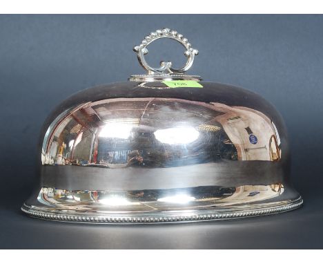 A 19th Victorian silver plate meat cover by William Hutton & Sons, Sheffield having central handle atop. W32cm 
