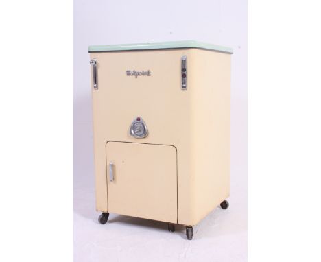 A vintage Hotpoint enamel 1950's washing machine with lift off top and detailed facia. Measures: 92 x 57 x 57.