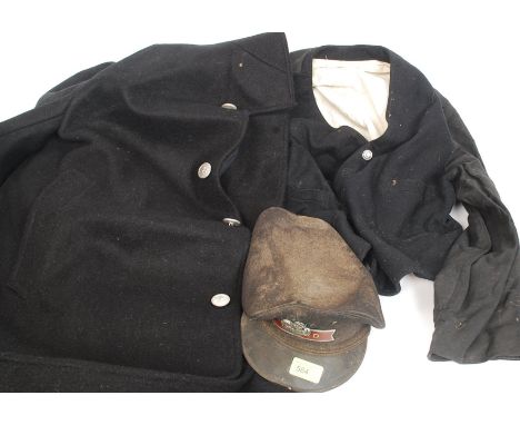 RAILWAY UNIFORM; A vintage all black British Rail railways uniform - comprising of original black peaked cap with ' Guard ' p