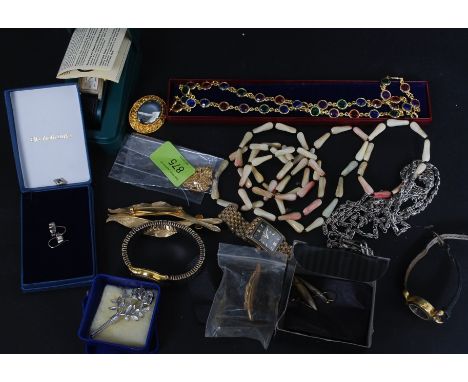 A collection of mainly costume jewellery to include silver brooches, vintage watches and other items