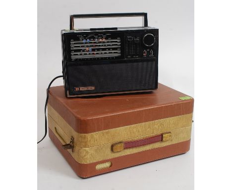 A vintage 1950's portable record player by Philips  - Disc Jockey Major in original case together with a bush vintage radio