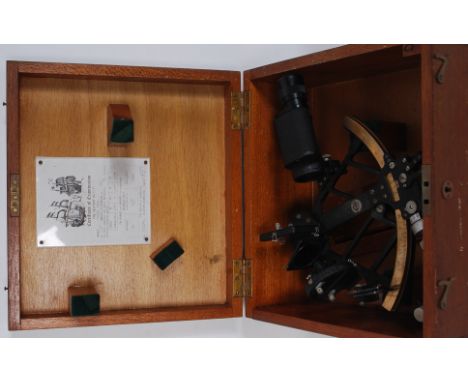 A vintage 1974 Cooke & Sons Sextant, within the original case. Plaque with details to the interior H25cm