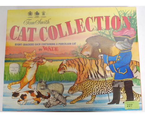 An unopened box of Tom Smiths Wade Cat Collection Christmas crackers in original packaging each cracker containing a cat wims