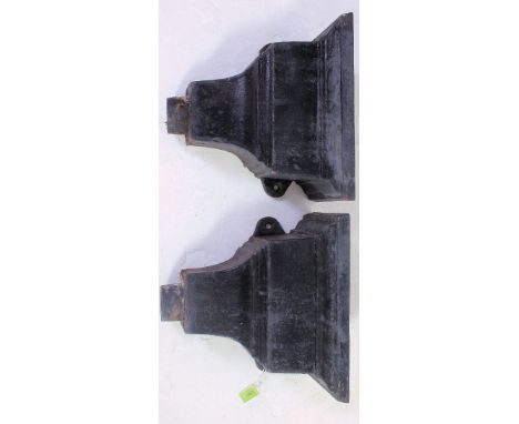 A pair of early 20th century cast iron Gutter hopper tops of shaped angular form. Measures: 30 x 30 x 20 
