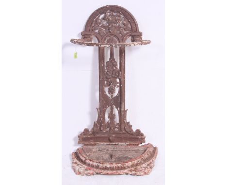 A Victorian Coalbrookdale style cast iron stick - umbrella stand having decorative design with illegible date lozenge and Rd 