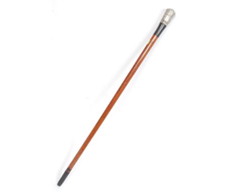 An early 20th century large / thick malacca and silver knop top walking stick - promenade cane H97cm