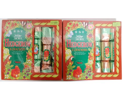 Two unopened boxes of Tom Smiths Wade Hedgerow Christmas crackers, each box containing six crackers and each cracker containi