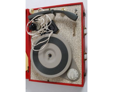 An original vintage Westminster portable record player, within the original case.