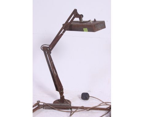 A vintage  1940's metal anglepoise Industrial work lamp together with another anglepoise ( af ). Measures: 70cm tall.