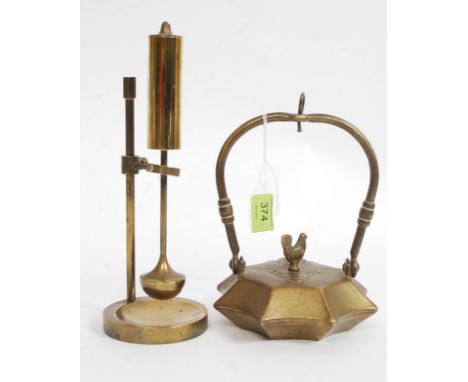 A Danish Daproma minimalist brass pivot balance oil lamp  marked to underside for Isle D Ammonser - Daproma Design. Together 