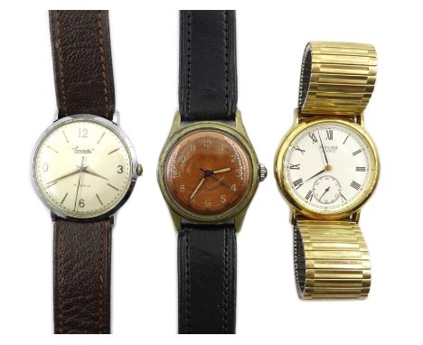 Vintage Everite steel manual wristwatch, Milus antimagnetic waterproof manual wristwatch and an Accurist quartz wristwatch Co