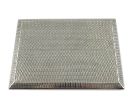 Silver cigarette case gilt interior, engine turned decoration by William Base & Sons, Birmingham 1926, approx 7.4oz  Conditio