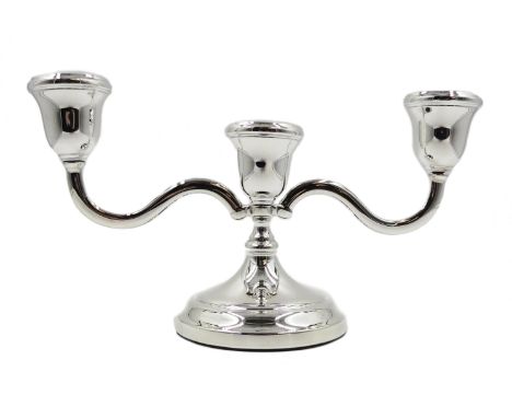 Shop stock: Silver candelabra with detachable branches and cups by L R Watson Birmingham 2003, 21cm weighted boxed