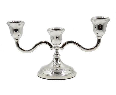 Shop stock: Silver candelabra with detachable branches and cups by L R Watson Birmingham 2003, 21cm weighted, boxed