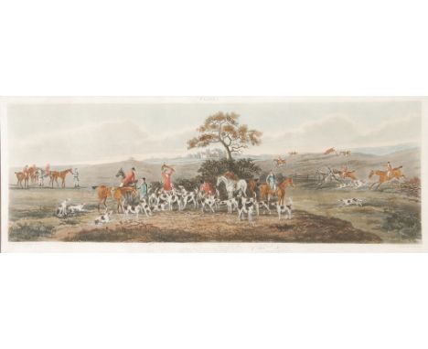After Charles Dean Wolstenholme the Younger Fox Hunting  The set of 4, aquatints with hand-colouring, by Thomas Sutherland [S
