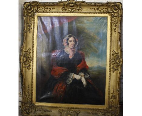 English School (19th Century) Portrait of a lady seated Oil on canvas Unsigned 125cm x 100cm 
