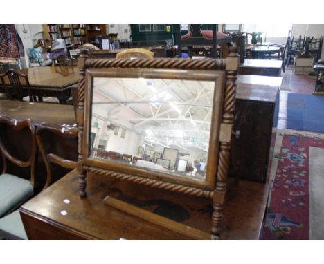 A George III mahogany firescreen, an early 19th century mahogany dressing mirror, two further mirrors, and three various chai