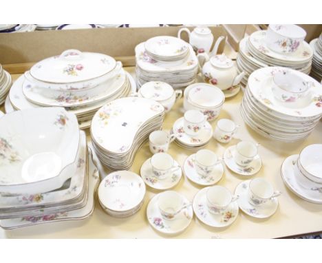 A Royal Worcester part dinner and tea service, floral decorated  
