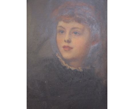 Albert Hood (19th Century School) Portrait of Emily Beryl Hood Oil on canvas Inscribed in pencil to reverse 42cm x 34cm  
