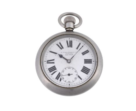 H. Williamson Ltd., London, a white metal military pocket watch, no. 22566F, three quarter plate movement, 7 jewels, lever es