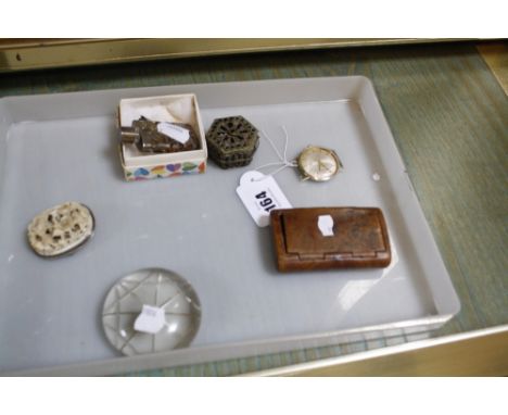 A gents Omega Seamaster wristwatch (missing strap), a silver coloured mounted glass perfume bottle, a glass paperweight, trin