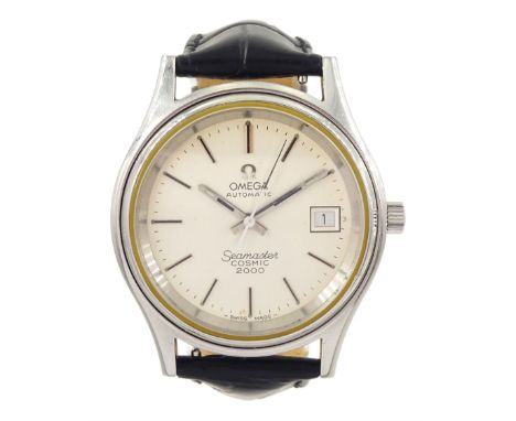 Omega Seamaster Cosmic 2000 gentleman's stainless steel automatic wristwatch, silvered dial with baton hour markers and date 