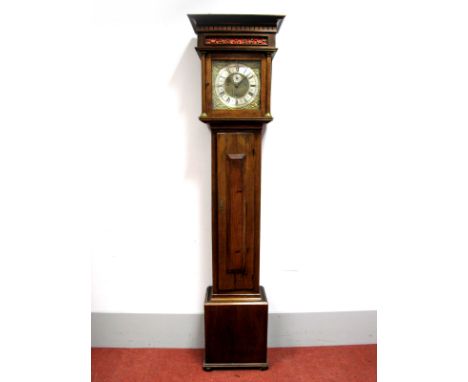 An Oak Cased Thirty-Hour Longcase Clock, the XVIII Century brass dial signed  by John Liscomb?, silvered chapter ring with Ro