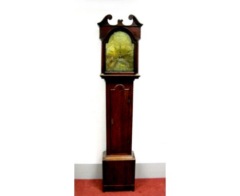 A Late XVIII Century Oak Eight-Day Longcase Clock,  the brass dial signed "William Rutherford, Hawick" with foliate engraved 