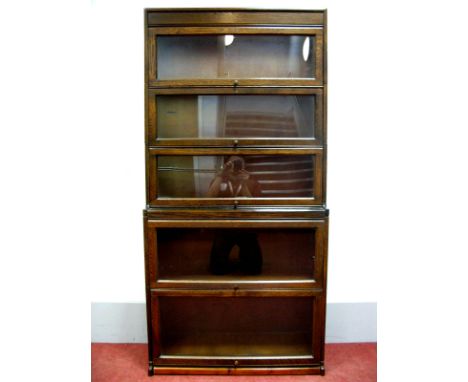 A XX Century Globe Wernicke Style Sectional Bookcase, five height, on a plinth base, 178cm high, 87cm wide.