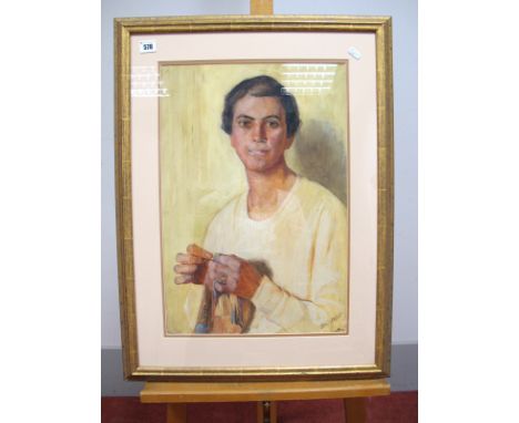 JEAN M. SALTFLEET (1861-1941) (Sheffield Artist) Portrait of Lucy (Allen), mixed media, signed and indistinctly dated lower r