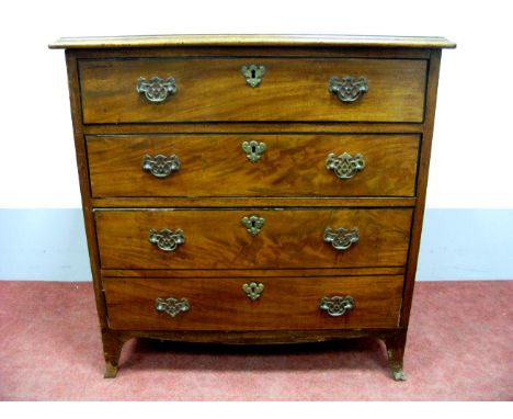 A XIX Century Mahogany Chest of Drawers, with moulded edge and three long drawers on bracket feet, (originally a commode), 74