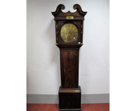 A Late XVIII Century Mahogany Eight-Day Longcase Clock, the circular scroll engraved brass dial signed John Steel, with Roman