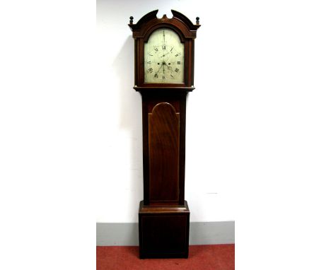 A Late XVIII Century Mahogany Eight-Day Longcase Clock,  the silvered dial signed "John Cummins, Banff", with Roman numerals 