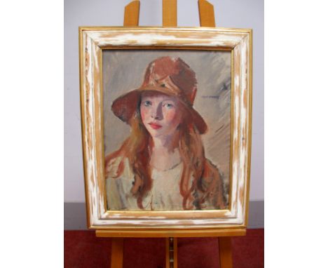 •PHILIP NAVIASKY (1894-1983) "Brenda", portrait of a young woman, head and shoulders, oil on canvas, signed upper right, 51 x