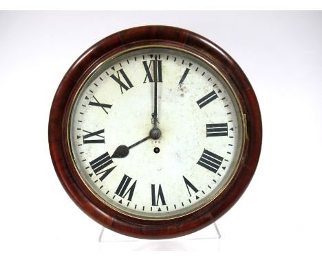 A G.P.O. Pendulum Wall  Clock, in a mahogany case, the enamel dial with Roman numerals and marked G.P.O. and E.R.II, eight da