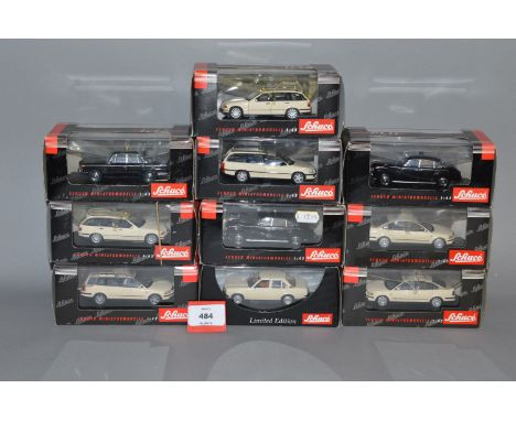 10 x Schuco 1:43 scale diecast model taxis. Boxed, overall appear VG.