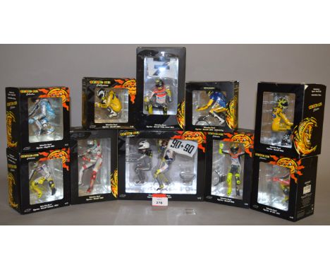 Minichamps. Ten figurines from the Valentino Rossi Collection in 1:12 scale including a Valentino Rossi & Angel Nieto MotoGP 