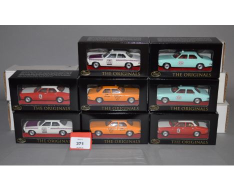 Eight boxed Trax diecast taxi models in 1:43 scale, overall appear VG in VG boxes.  (8)