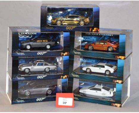 Minichamps. Seven diecast models in 1:43 scale  from the 'Minichamps Bond Collection' including 436 137621 Aston Martin DBS g