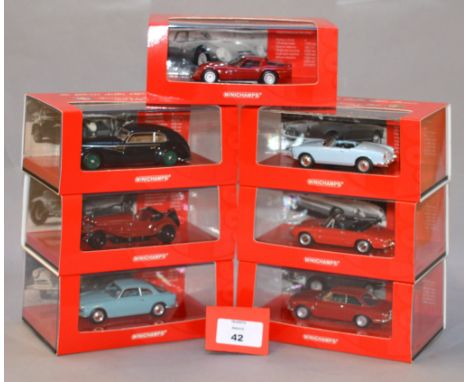 Minichamps. Seven diecast models in 1:43 scale  from the 'Le Glorie della Alfa Romeo Collection' including a 1965 Giulia TZ 2