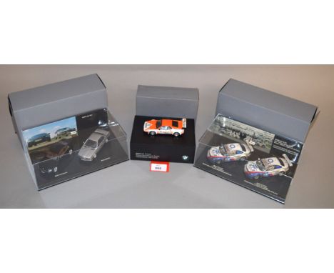 Minichamps. Two boxed twin model 1:43 scale diecast model car sets, BMW M3 GTR 24h Nurburgring 2005 Winner Edition and a BMW 