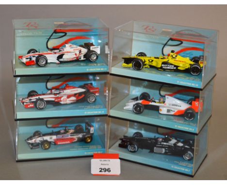 Minichamps. Six Honda diecast model Racing Cars in 1:43 scale from the TS Collection including a B-A-R Honda 2004 Concept Car