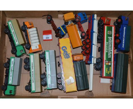 Nine unboxed Conrad 1:50 scale diecast truck models together with three trailers, F/G.