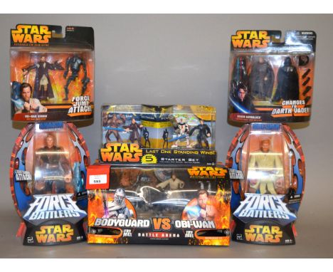 15 x assorted Hasbro Star Wars action figures, including Revenge of the Sith and Force Battlers. Boxed/carded and appear VG.
